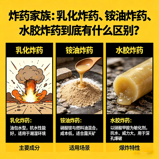 龙马潭炸药家族：乳化炸药、铵油炸药、水胶炸药到底有什么区别？